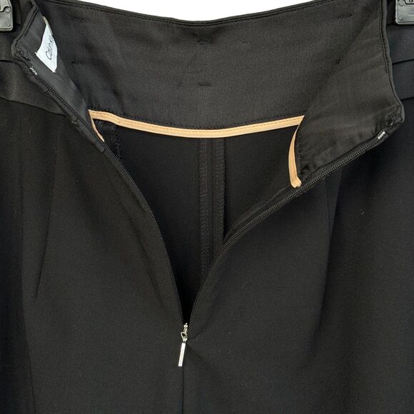 Calvin Klein SZ 2 Career Pants Pocket High-Rise Rear Zip Pleated Waist Black New - Picture 5 of 9